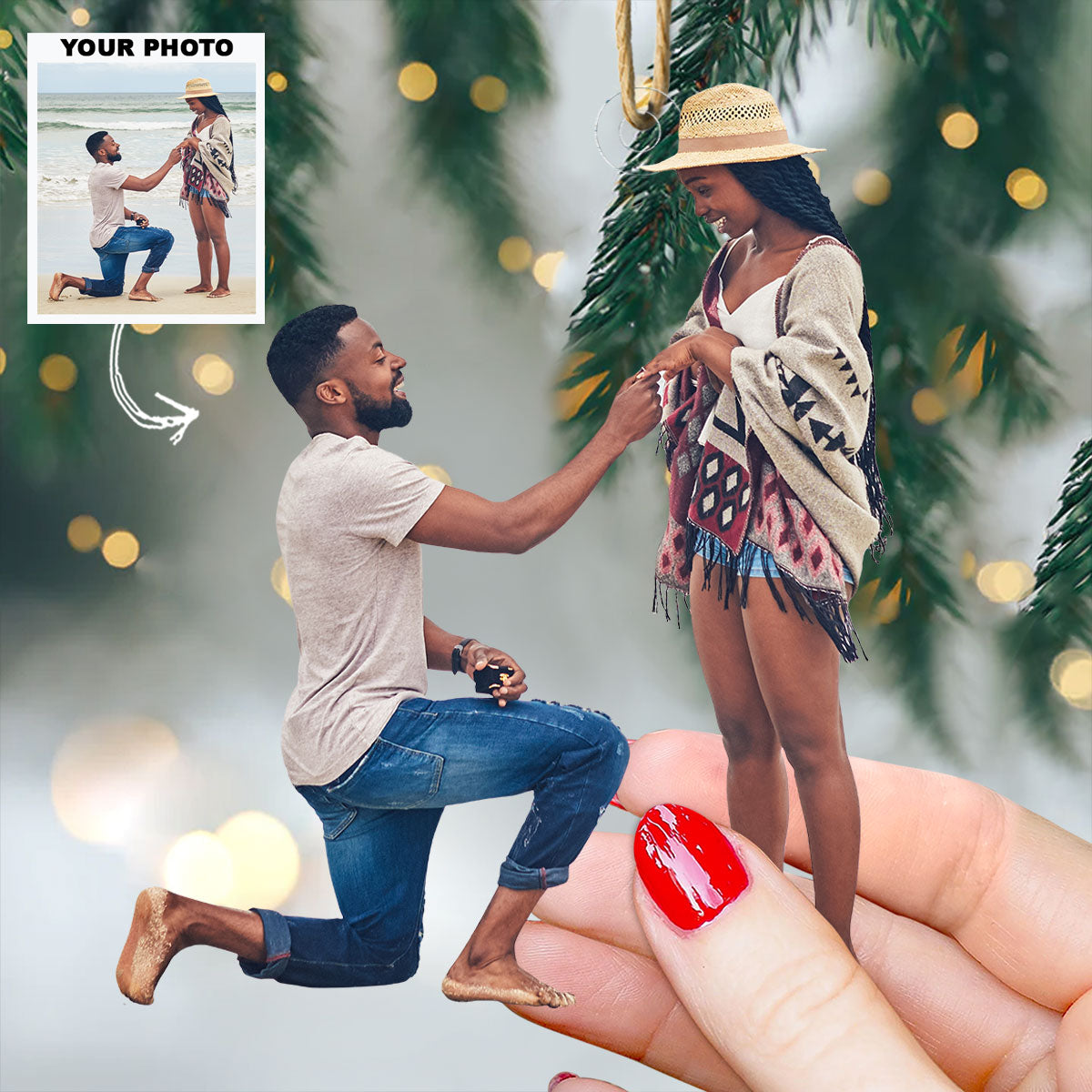To Me You Are Perfect Personalized Photo Mica Ornament Christmas Gift For Couple