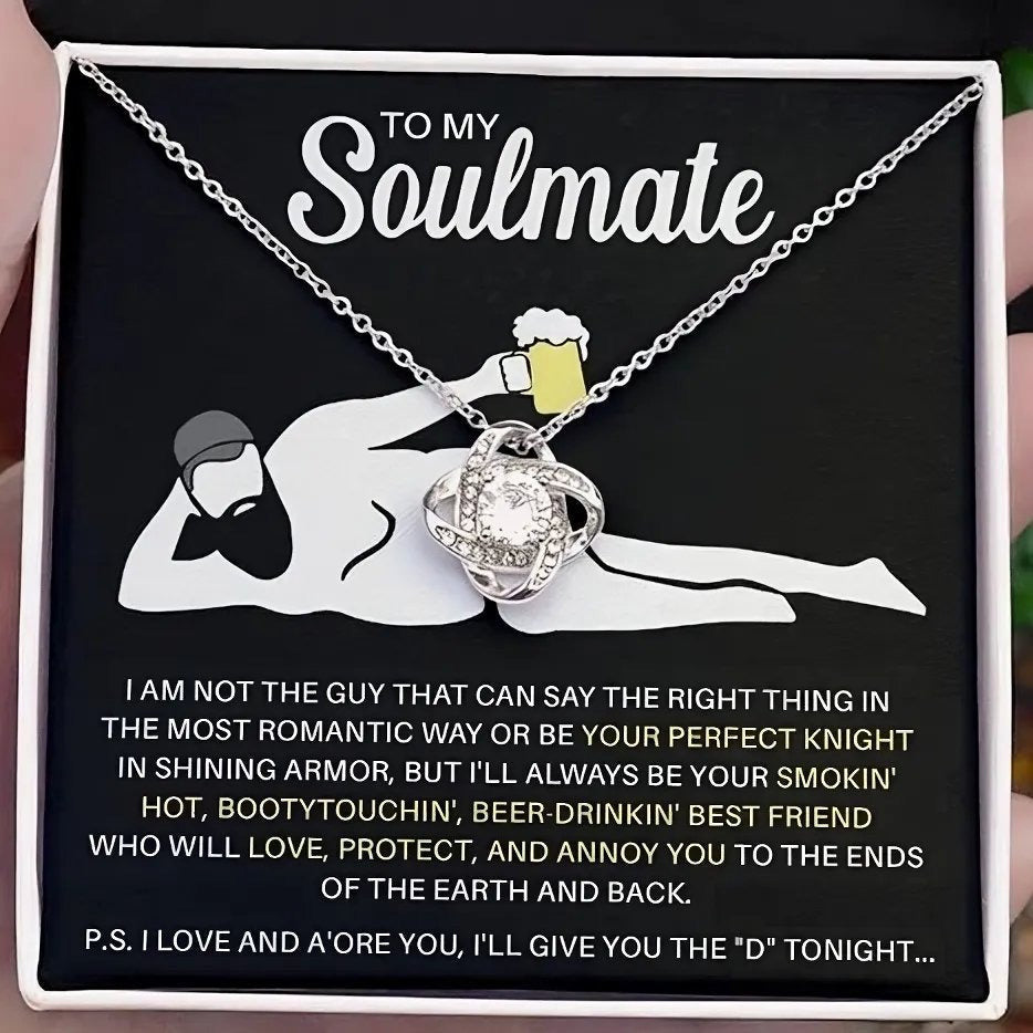 To My Soulmate Necklace Silver Love Knot Necklace Funny Gifts For Girlfriend Wife For Her To My Soulmate Necklace Silver Love Knot Necklace Funny Gifts For Girlfriend Wife For Her