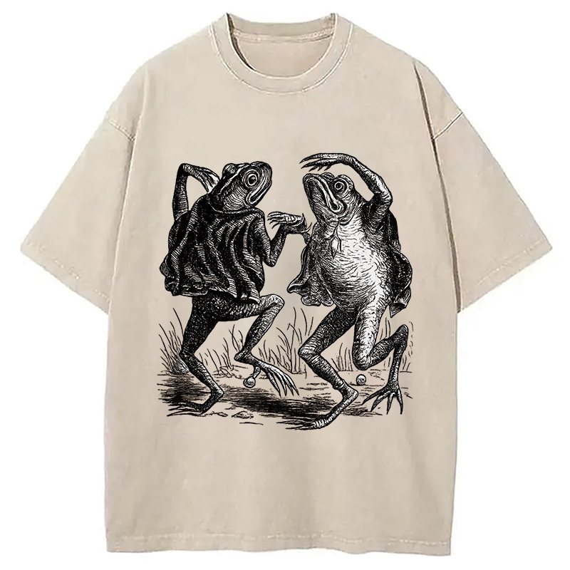 Toad Demons Dancing Frog Washed T-Shirt Funny Graphic Gift For Friends Gifts For BFF Toad Demons Dancing Frog Washed T-Shirt Funny Graphic Gift For Friends Gifts For BFF