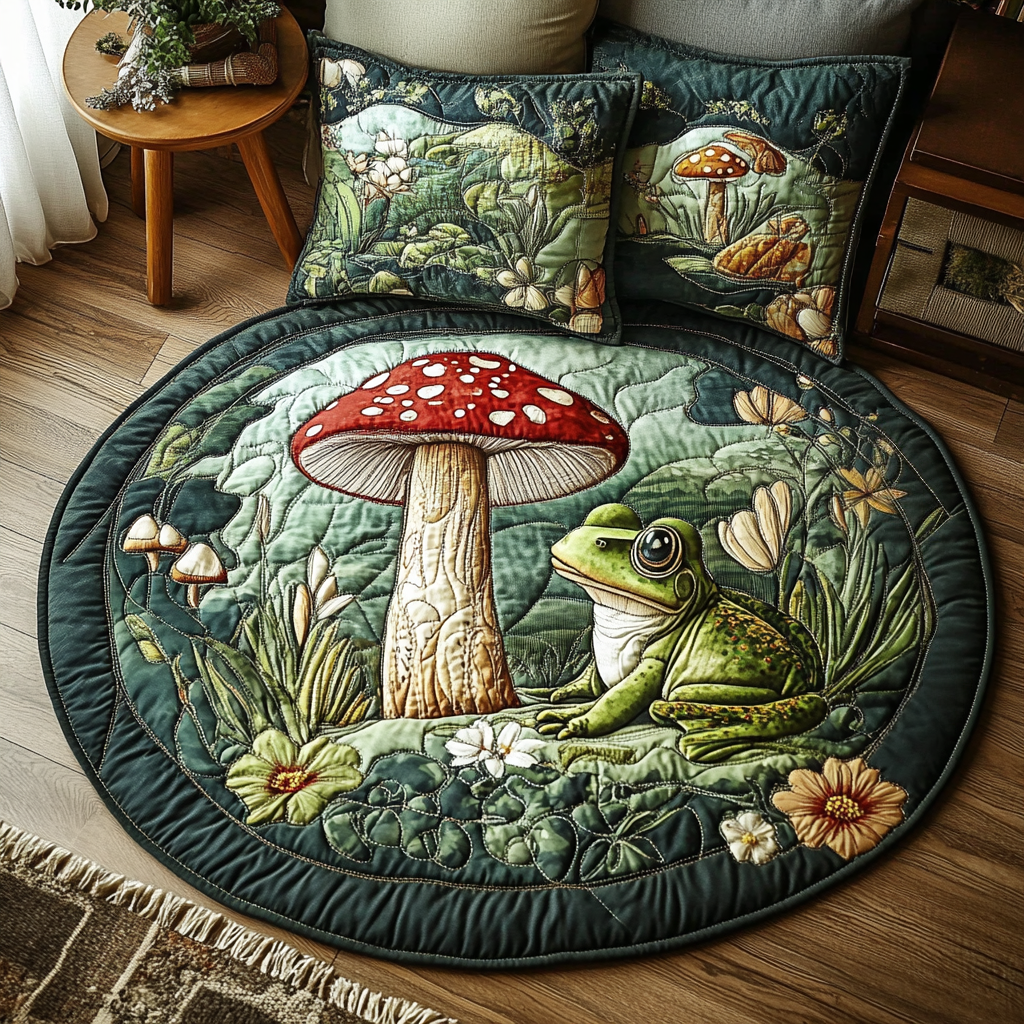 Toad Pad Quilted Round Mat Entryway Decor Cool Frog Gifts