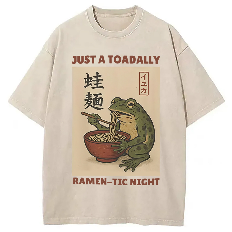 Toadally Fun Ramen Washed T-Shirt Funny Graphic Gift For Friends Gifts For Him