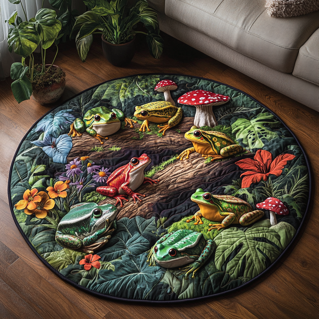 Toadally Quilted Round Mat Entryway Design Ideas Frog Birthday Gifts