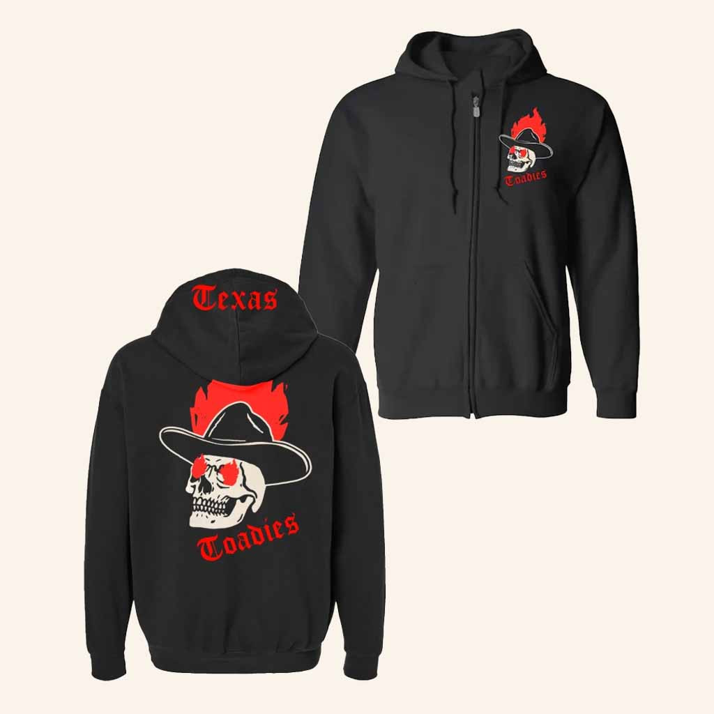 Toadies Merch Cowboy In Flames Zip Hoodie Best Gifts For Rock Music Lovers
