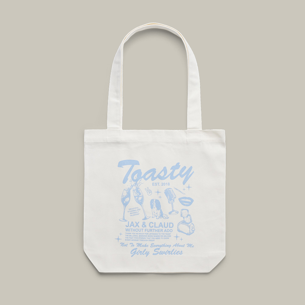 Toasty Est 2018 Jax And Claud Tote Bag The Toast Podcast Merch Present Idea For Mom