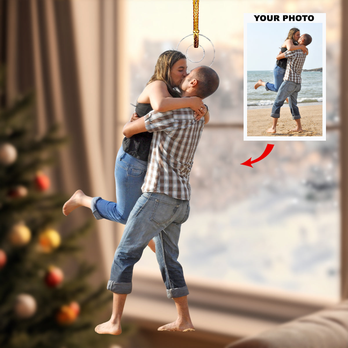 Together Always Personalized Photo Mica Ornament Christmas Gift For Couple Family members 2