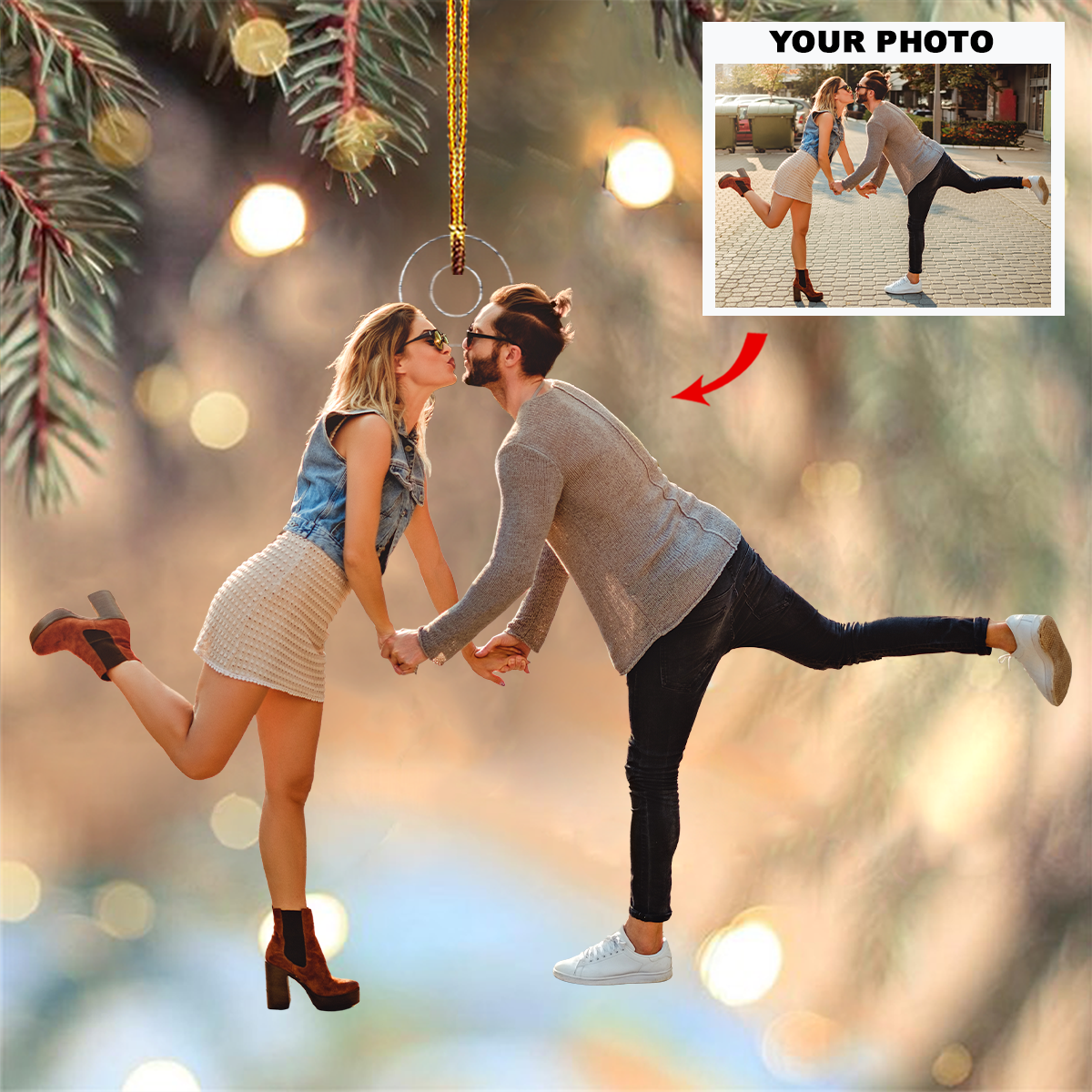 Together Always Personalized Photo Mica Ornament Christmas Gift For Couple Family members