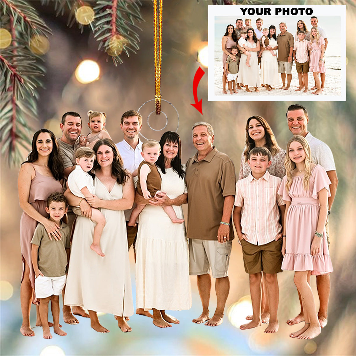 Together Always Personalized Photo Mica Ornament Christmas Gift For Family Family members 2