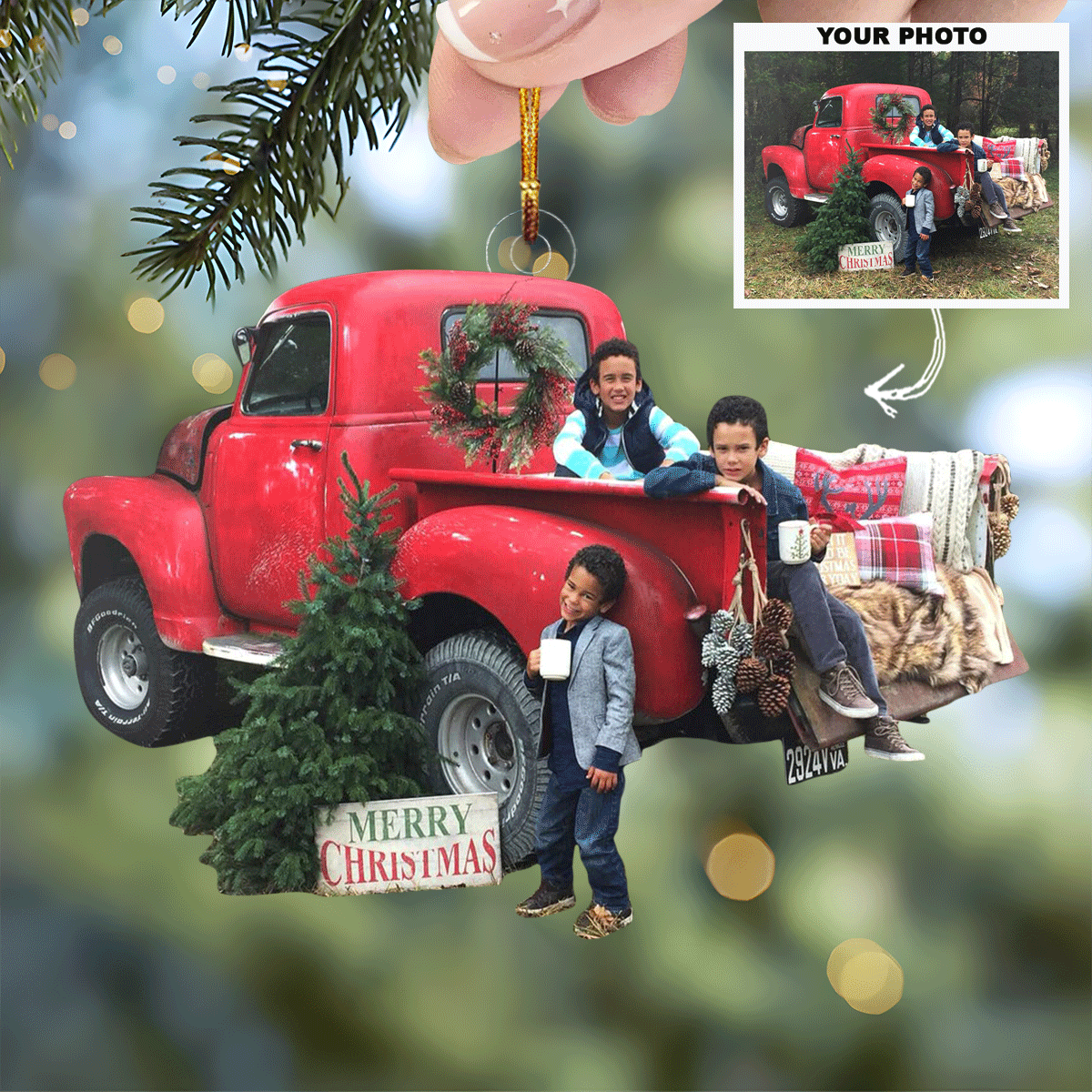Together Always Personalized Photo Mica Ornament Christmas Gift For Family Family members