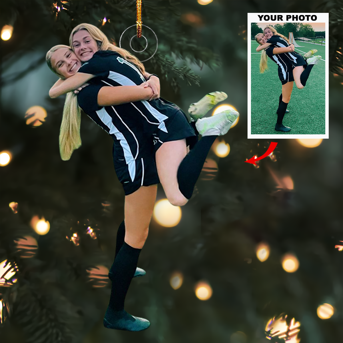 Together Always Personalized Photo Mica Ornament Christmas Gift For Football Players