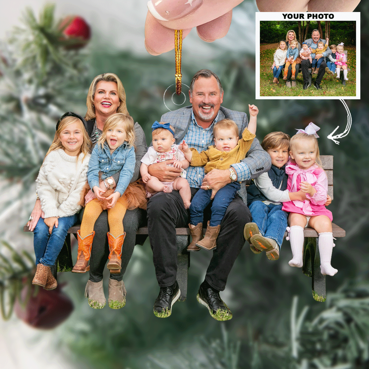 Together As One Personalized Photo Mica Ornament Gift For Family Members