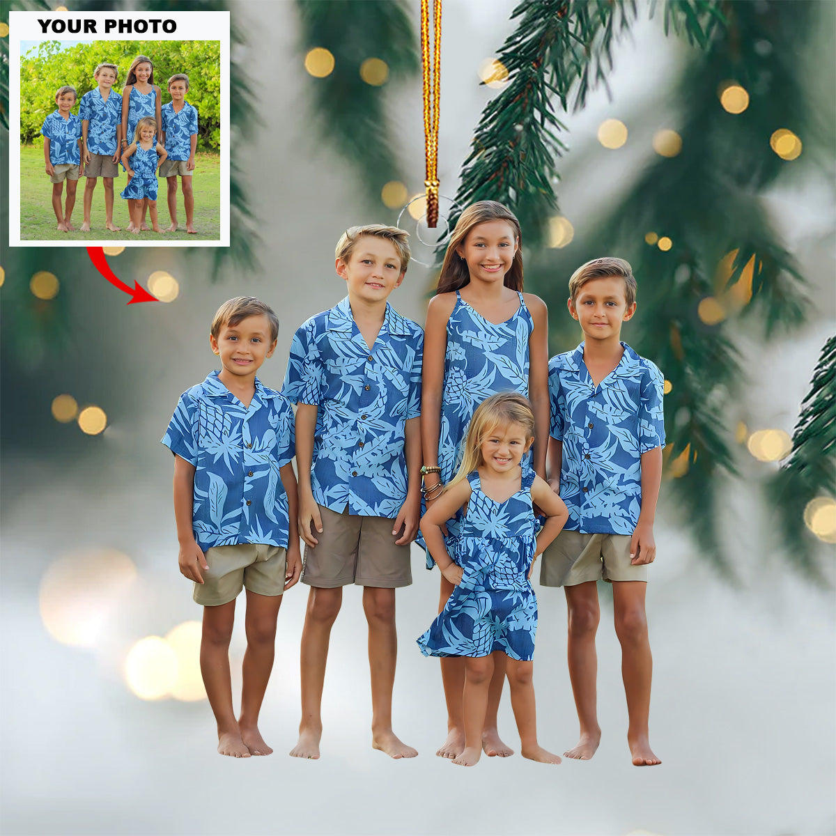 Together At The Beach Personalized Photo Mica Ornament Christmas Gift For Family members