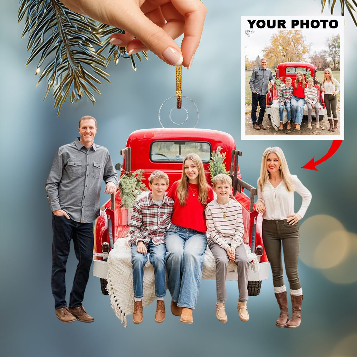 Together Forever Family Personalized Photo Mica Ornament Christmas Gift For Family Members