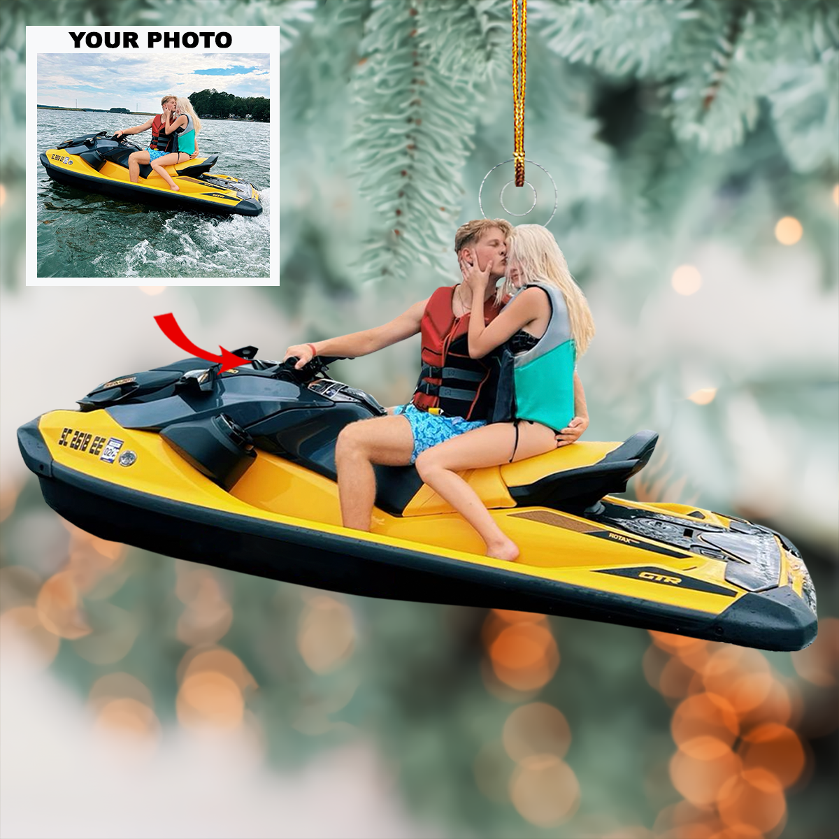 Together In Love Personalized Photo Mica Ornament Gift For Couple Family Members