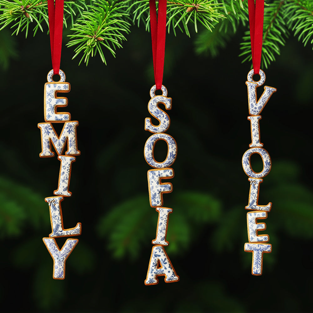Toile de Jouy Gingerbread Alphabet Acrylic Ornament, Personalized Gifts For Christmas - Holiday Tree Decoration Gift