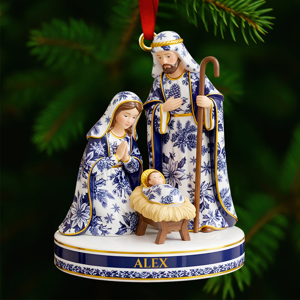 Toile de Jouy Nativity Christmas Ornament - Personalized Gifts for Believers - Xmas Home Decoration Gift