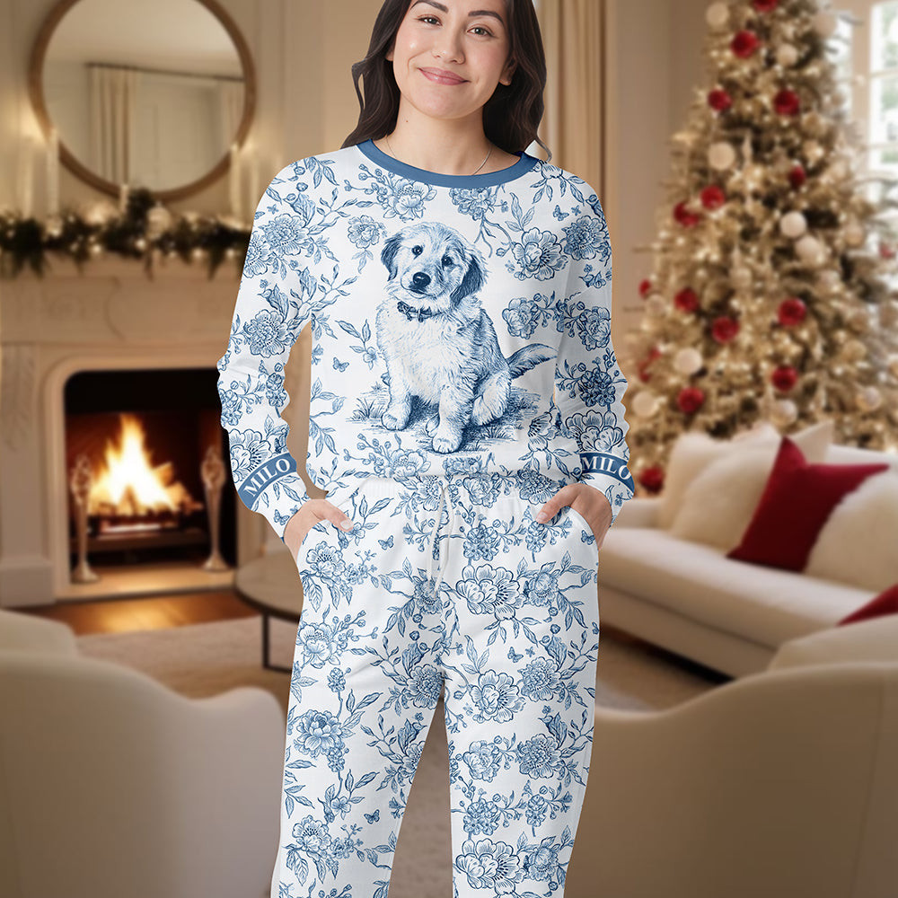 Toile de Jouy Pajama Set ' Custom Photo Gifts for Dog Lovers - Gag Christmas Gifts For Boss Toile de Jouy Pajama Set ' Custom Photo Gifts for Dog Lovers - Gag Christmas Gifts For Boss