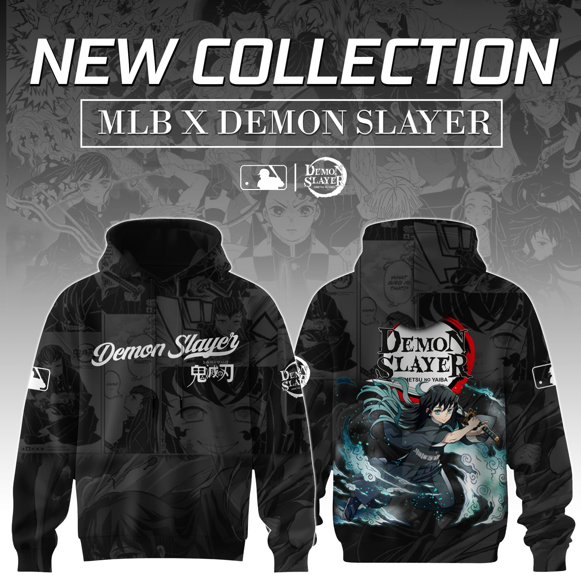 Tokito Muichiro Demon Demon Slayer x MLB Baseball Hoodie Editions Limited Gift For Anime Fans