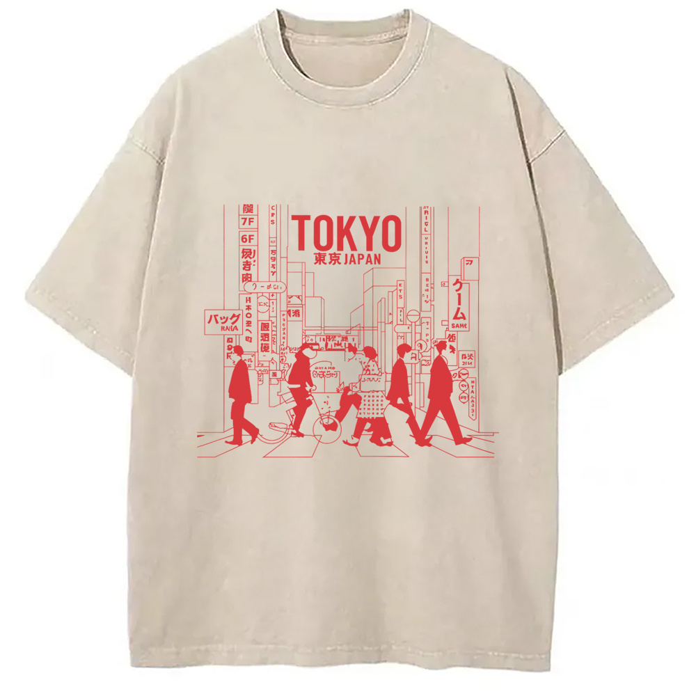 Tokyo Japan Street Vintage Washed T-Shirt Funny Quote Unisex Shirt Gifts For Her