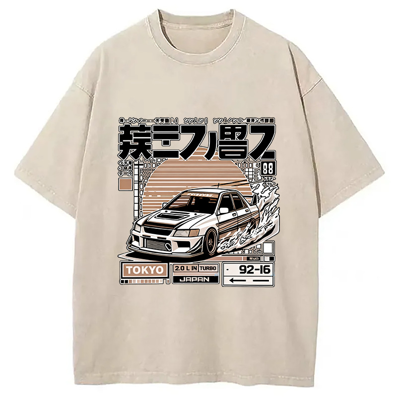 Tokyo Street Rally Racing Washed T-Shirt Cool Graphic Tee For Men Women Gifts For Sister