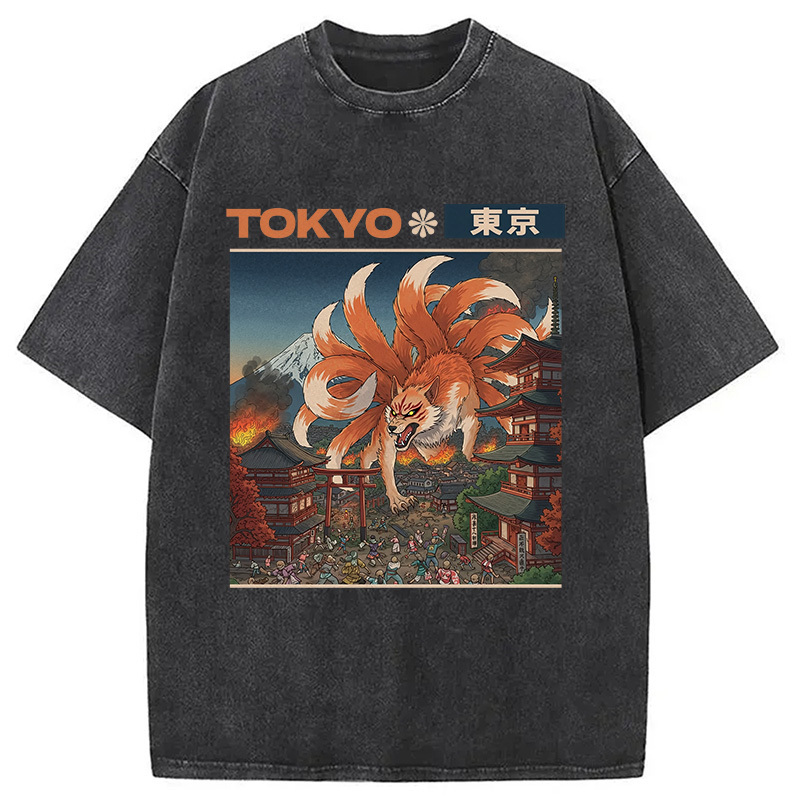 Tokyo Traditional Japanese Design Washed T-Shirt Trendy Aesthetic Graphic Apparel Gifts For BFF