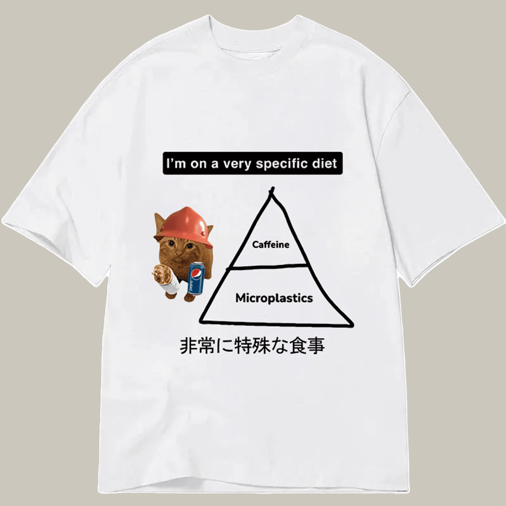 Tokyocanvas A Very Specific Diet Cat Meme Classic T Shirt Humor Print Tee Xmas Gifts For Son