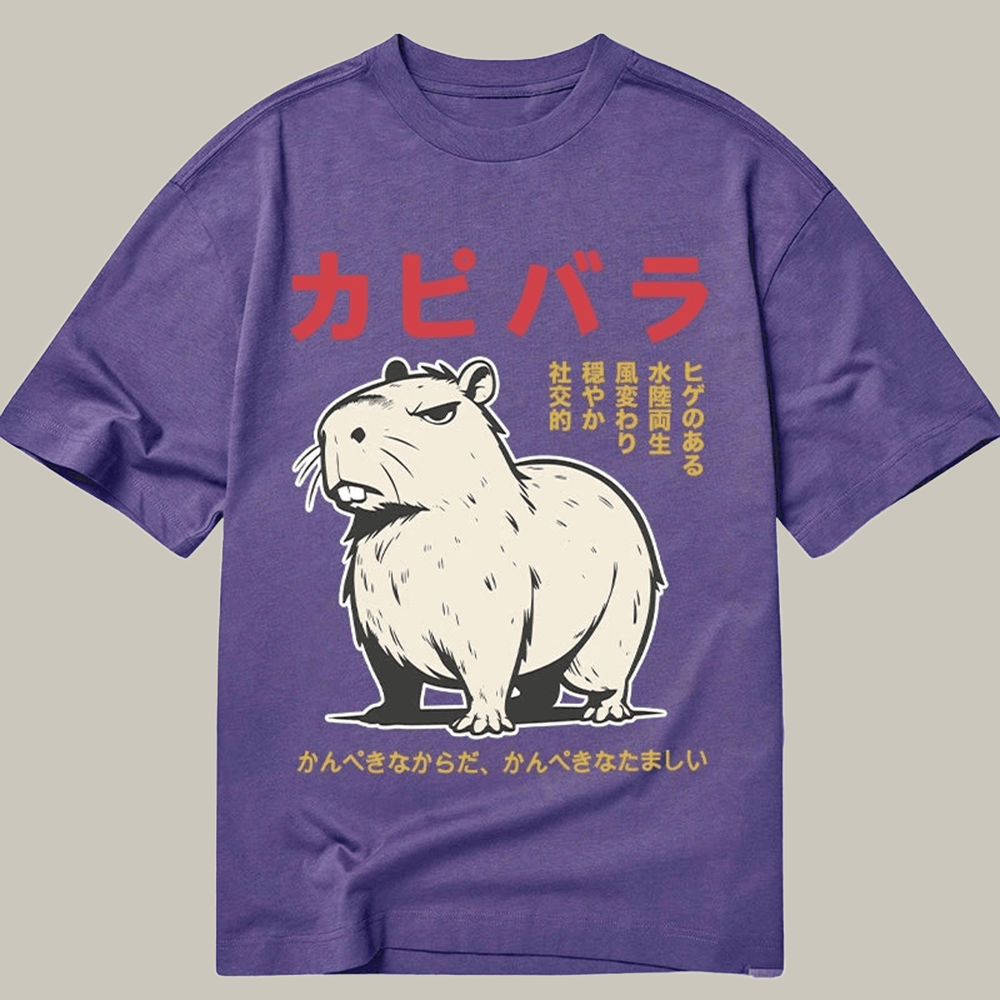 Tokyocanvas Angry Capybara Japan Classic T Shirt Humor Print Tee Christmas Presents For Daughter