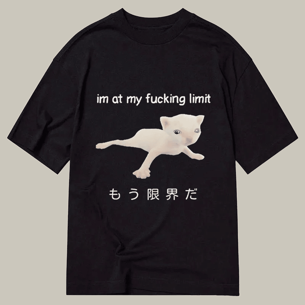 Tokyocanvas Cat Reaching Its Limit Classic Humor Print Tee Christmas Gift Ideas For Teenage Guys