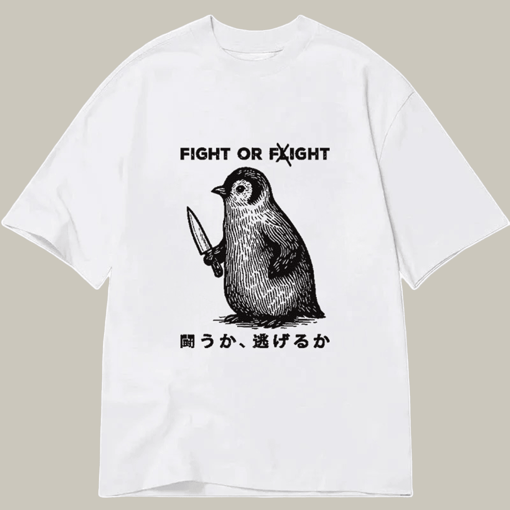 Tokyocanvas Funny Fight Or Flight Classic T Shirt Humor Print Tee Family Christmas Present Ideas