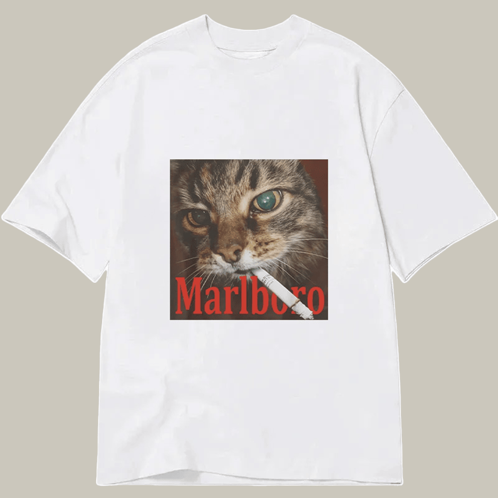 Tokyocanvas Funny Smoking Cat Meme Classic T Shirt Comedy Tee Christmas Gift Ideas For Girlfriend