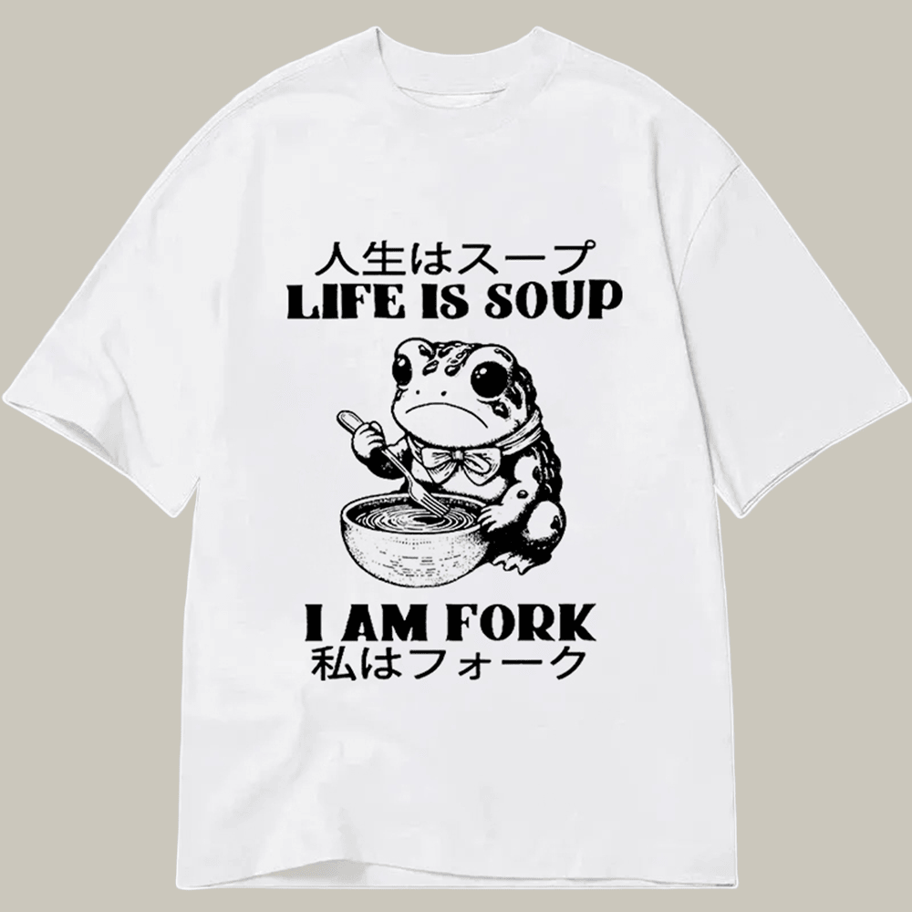 Tokyocanvas Life Is Soup I Am Fork Classic T Shirt Humor Print Tee Mother In Law Christmas Gift