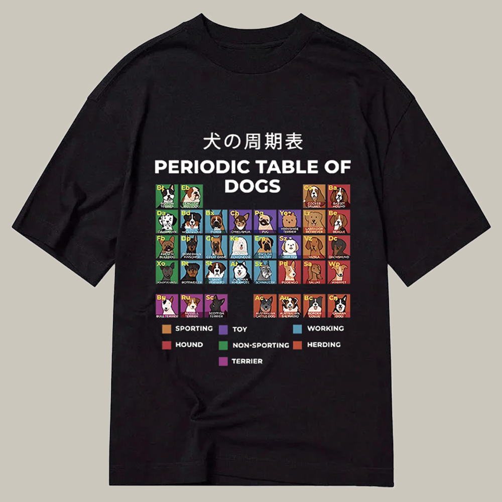 Tokyocanvas Periodic Table Of Dogs Classic T Shirt Humorous Tee Christmas Presents For Nana