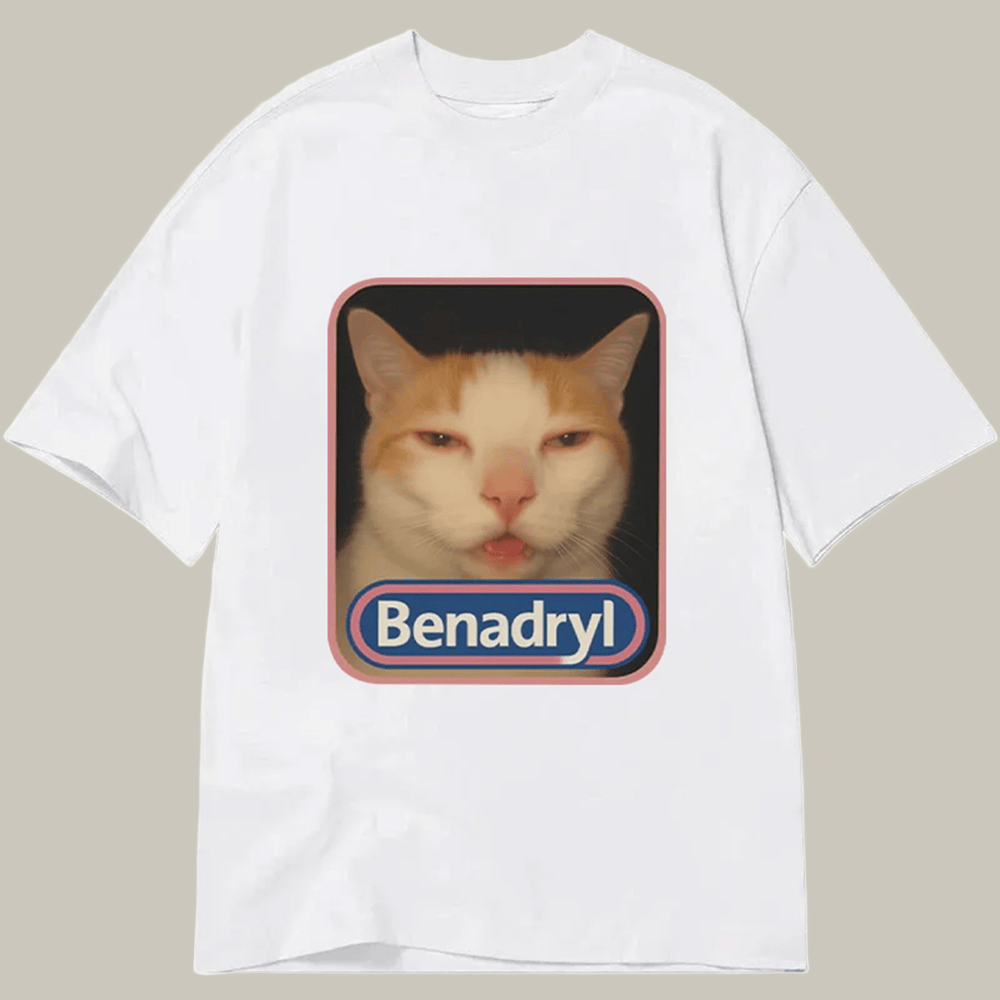 Tokyocanvas Pink Benadryl Meme Cat Classic T Shirt Funny Graphic Tee Christmas Gifts For Mum