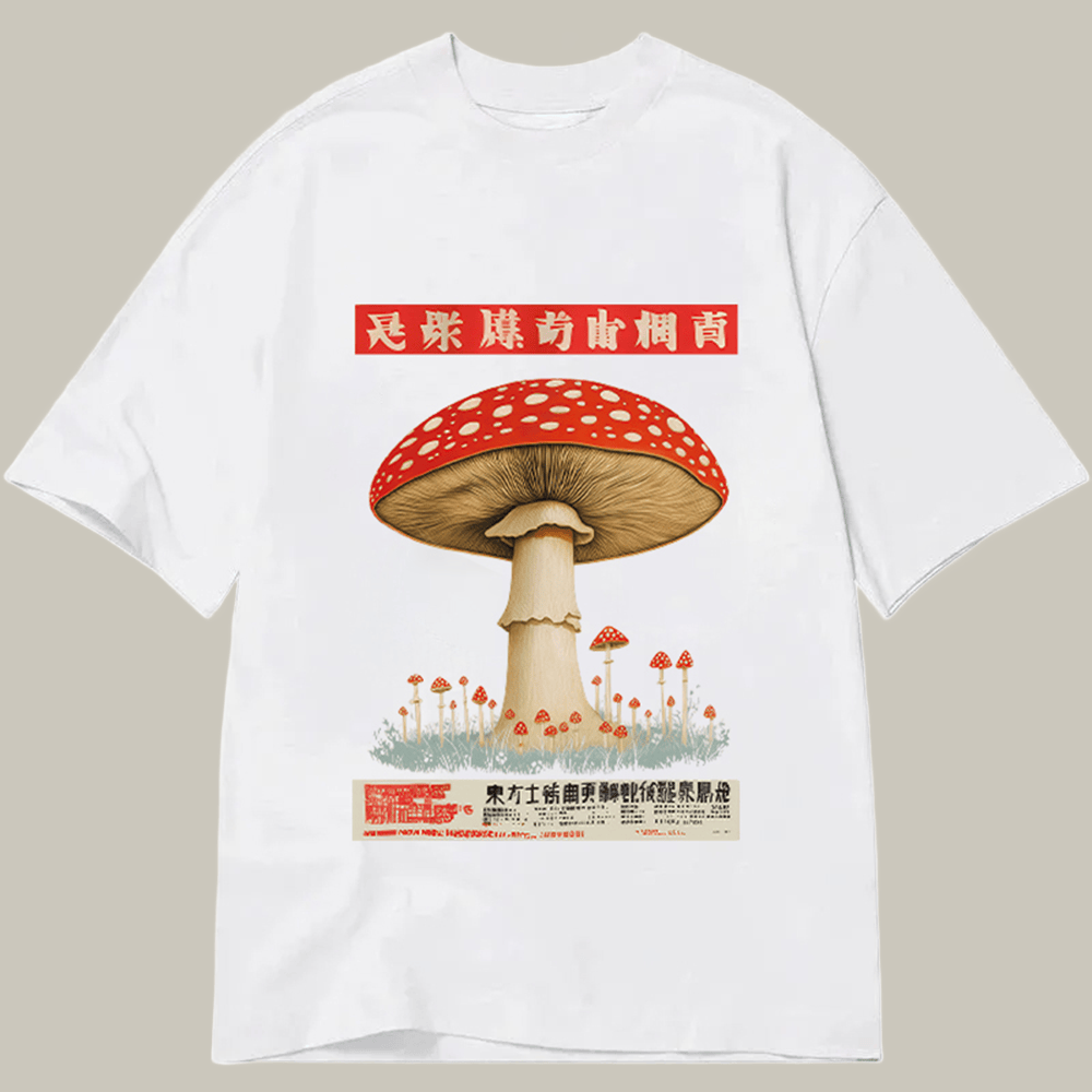 Tokyocanvas Psychedelic Mushroom Japanese Classic T Shirt Humor Print Tee Grandmother Xmas Gifts