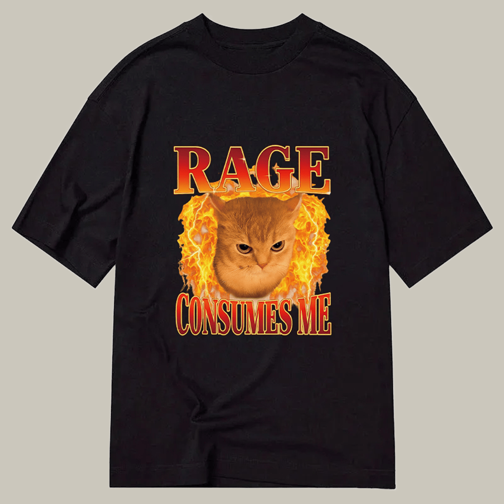 Tokyocanvas Rage Consumes Me Edgy Funny Cat Meme Classic T Shirt Comedy Tee Gift For Daughter