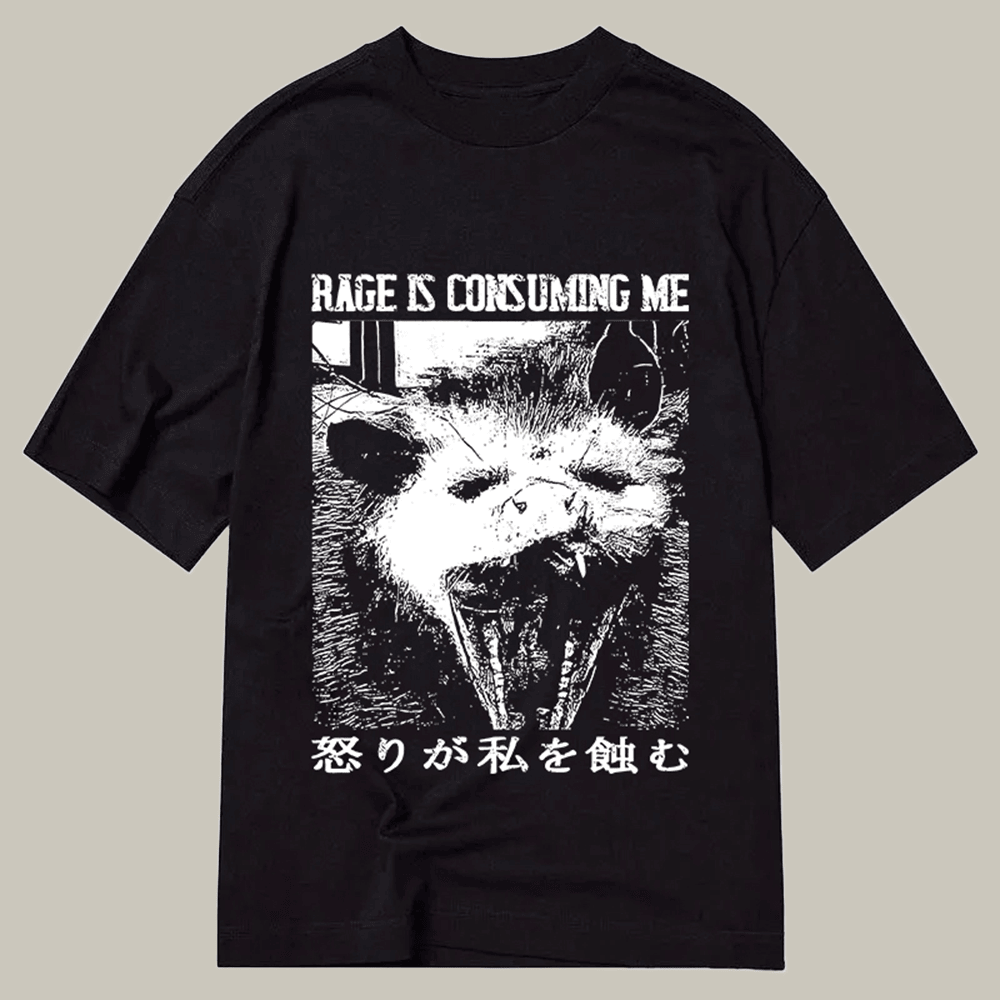 Tokyocanvas Rage Is Consuming Me Opossum Classic T Shirt Humorous Tee Gift Ideas For Grown Son