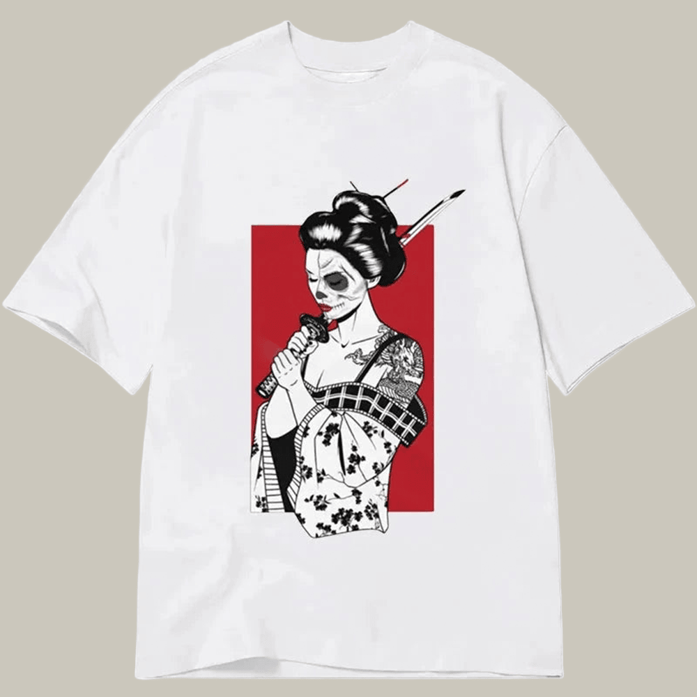 Tokyocanvas Skull Samurai Geisha Classic T Shirt Humorous Tee Christmas Ideas For Girlfriend