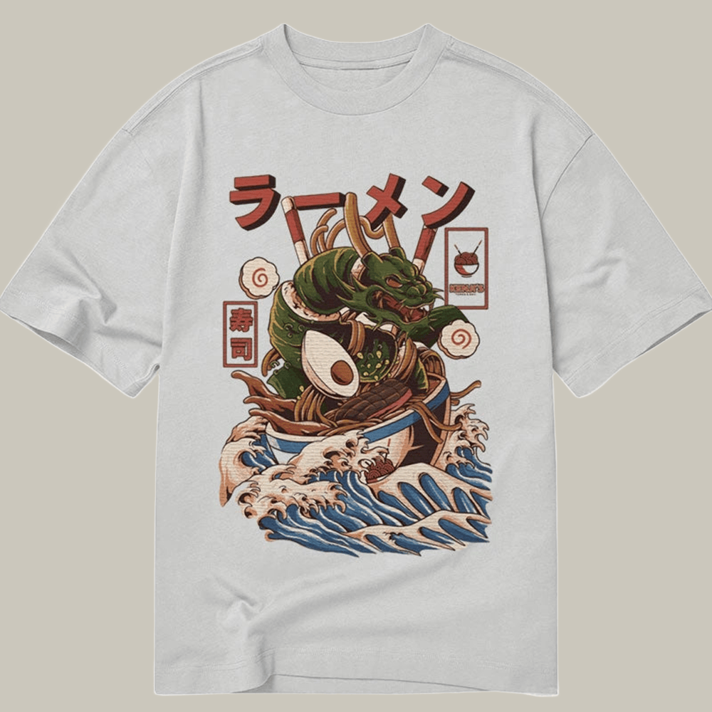 Tokyocanvas Sushi Dragon Ramen Bowl Classic T Shirt Humor Print Tee Funny Christmas Gifts For Him