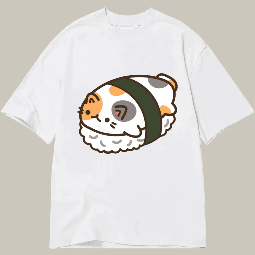 Tokyocanvas Sushi Pet Calico Cat Classic T Shirt Graphic Humor Shirt Good Xmas Gifts For Her
