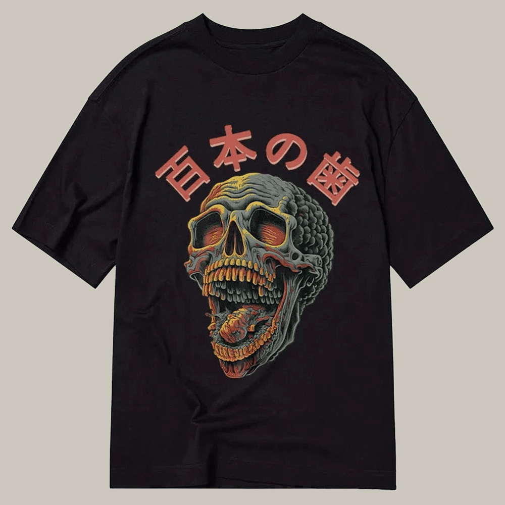 Tokyocanvas Terrifying And Disgusting Skull Classic T Shirt Graphic Tee Gifts For Son In Laws