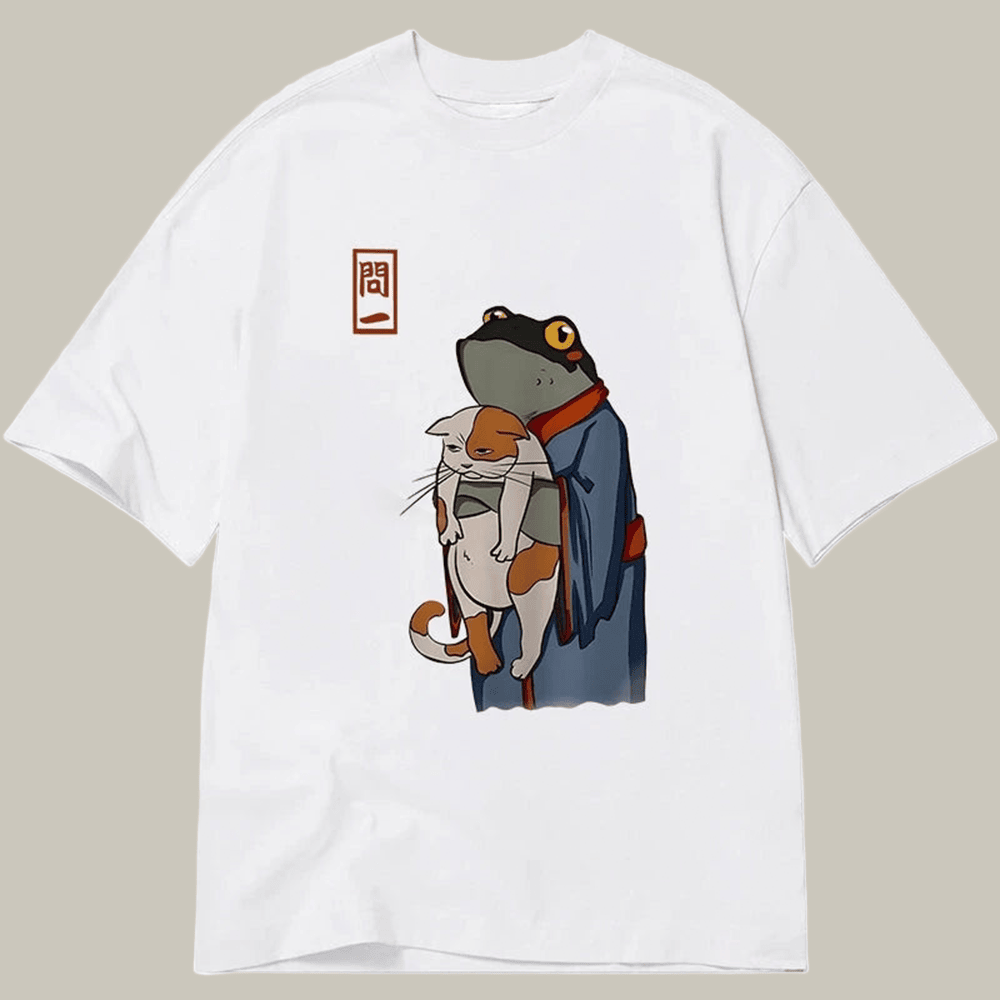 Tokyocanvas The Frog Holds The Cat Classic T Shirt Humor Tee Christmas Presents Gift For Her