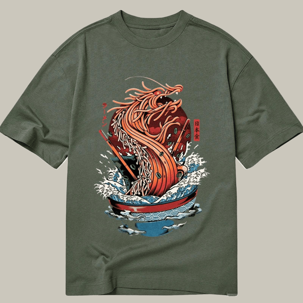 Tokyocanvas The Great Ramen Dragon Classic T Shirt Humorous Tee Great Gift Ideas For Brother