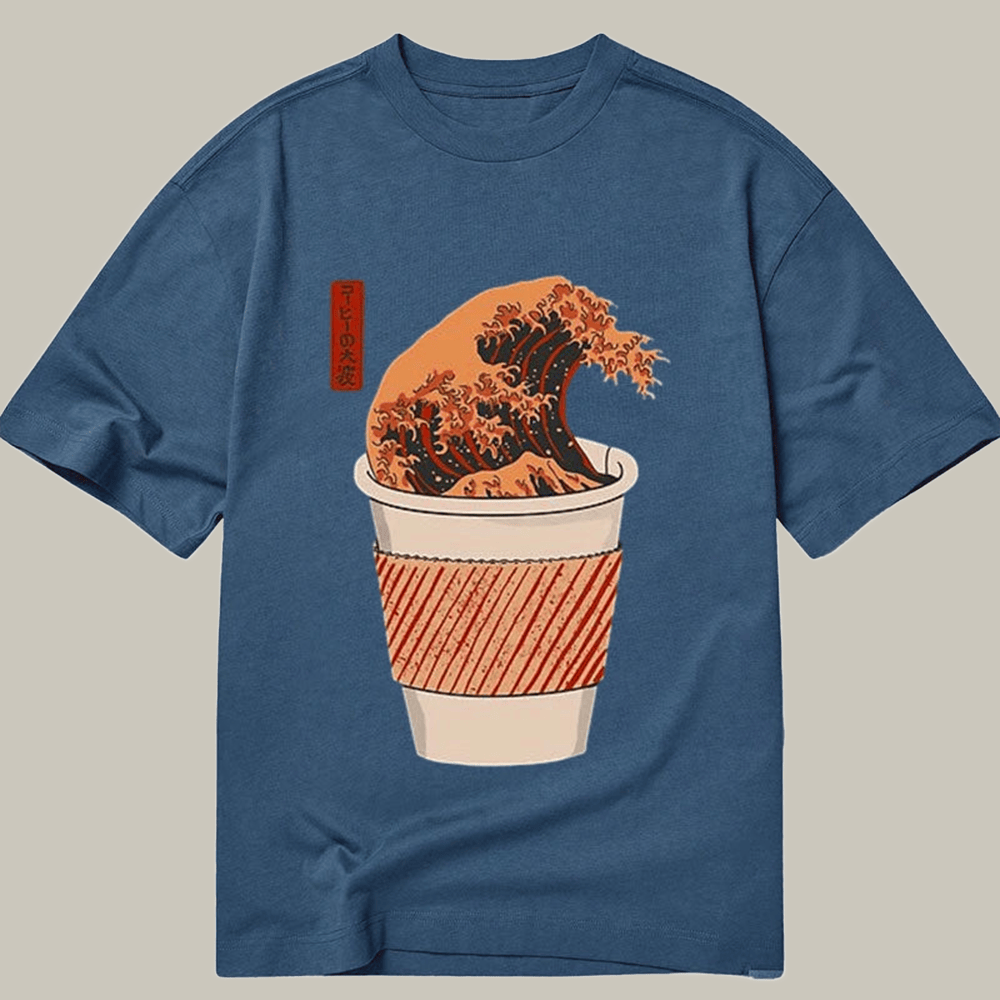 Tokyocanvas The Great Wave Coffee Classic T Shirt Humor Print Tee Xmas List For Teens