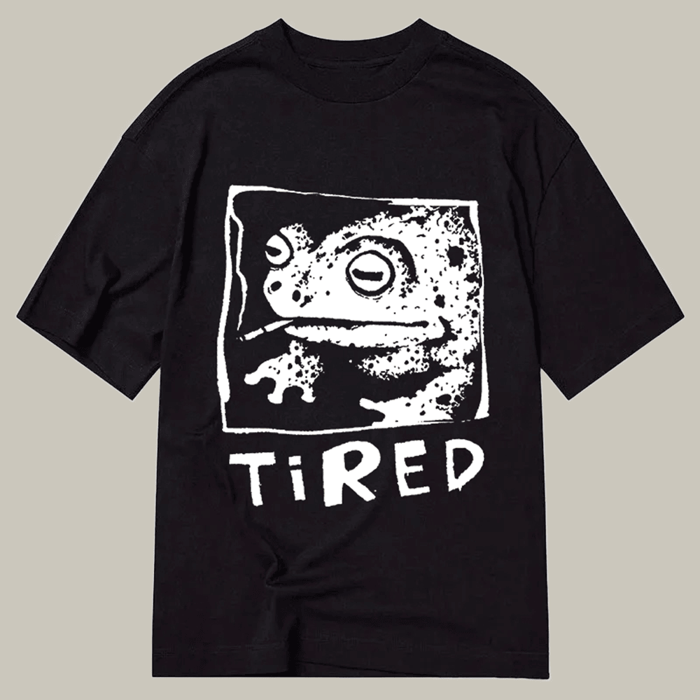 Tokyocanvas Tired Frog Vintage Classic T Shirt Funny Graphic Tee Unique Gifts For Adult Son
