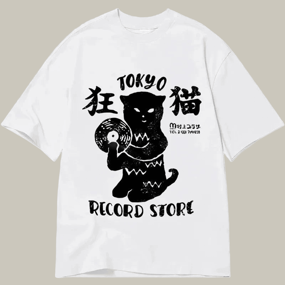 Tokyocanvas Tokyo Record Store Cat Cd Classic T Shirt Comedy Tee Father In Law Christmas Gift