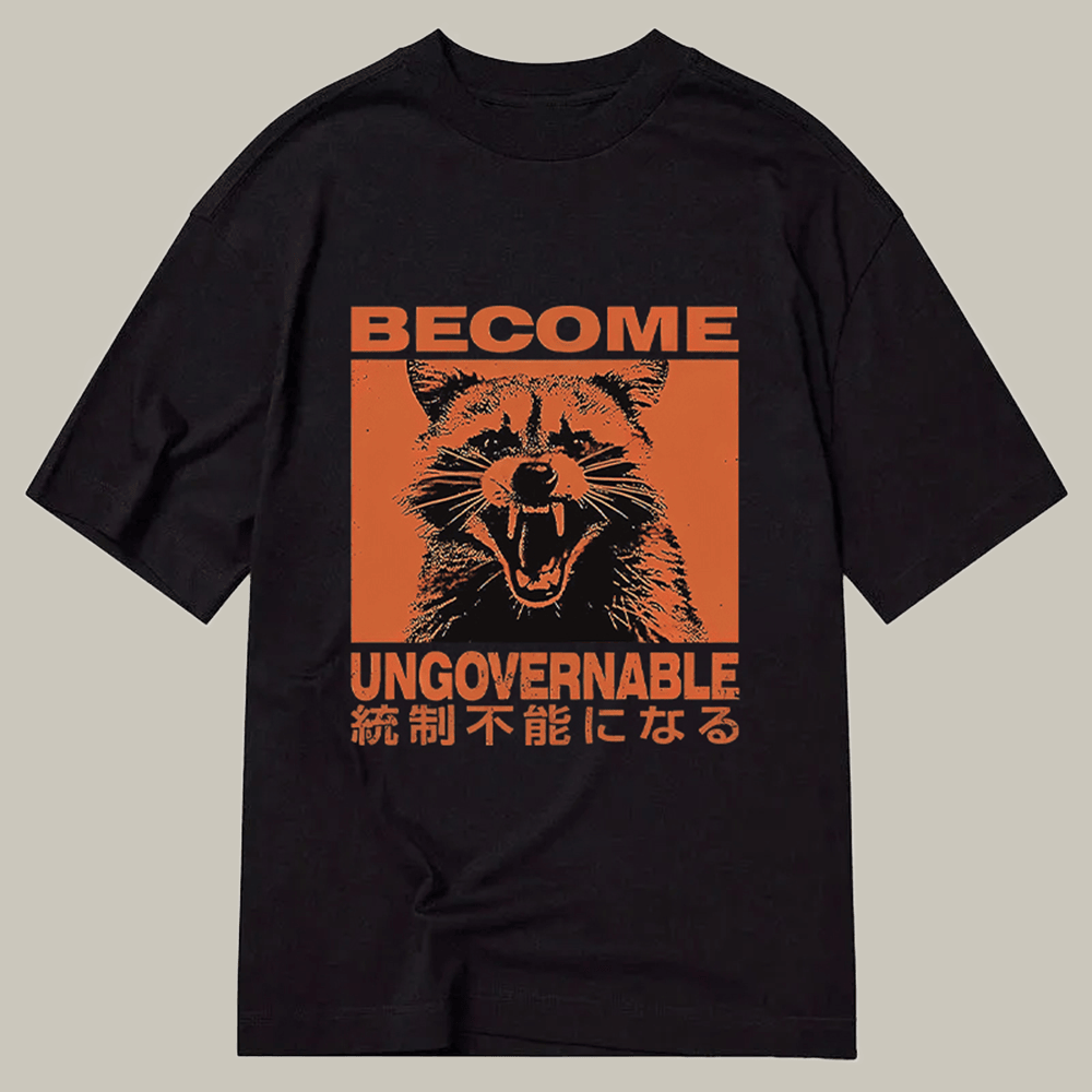 Tokyocanvas Ungovernable Raccoon Classic T Shirt Graphic Humor Shirt Family Xmas Presents