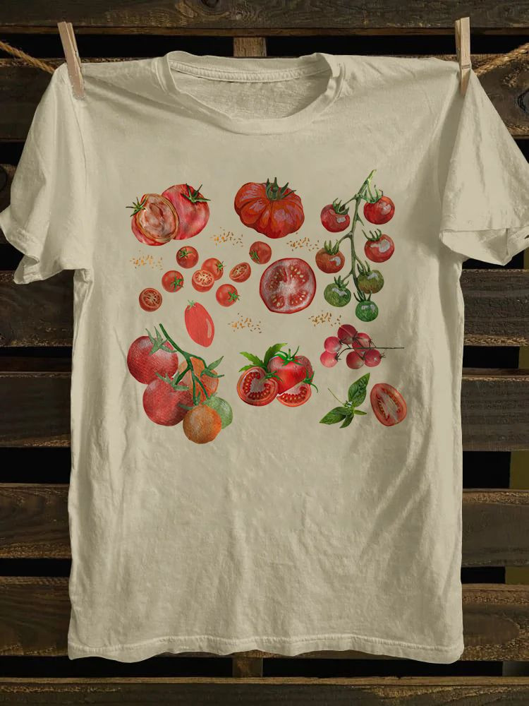 Tomato Pattern T-Shirt Nature Vibe Tomatoes Graphic Design Shirt Gifts For Brothers