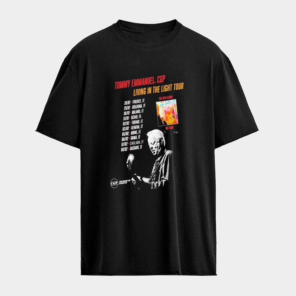 Tommy Emmanuel CGP Living In The Light Tour 2026 T-shirt Gifts For Music Fans