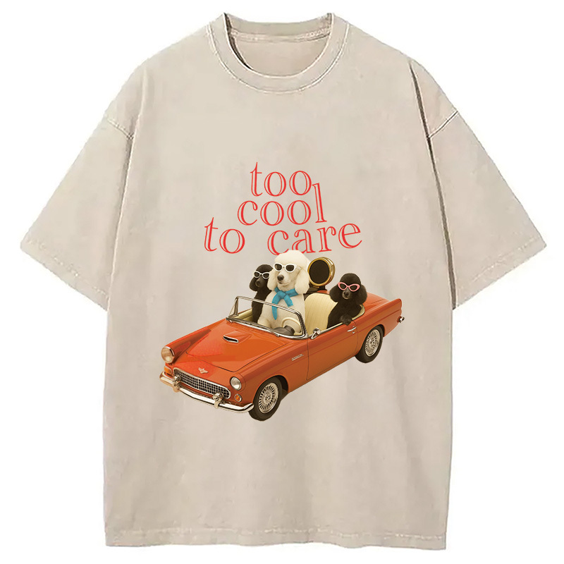Too Cool To Care Washed T-Shirt Retro Streetwear Graphic Top Gifts For Besties Too Cool To Care Washed T-Shirt Retro Streetwear Graphic Top Gifts For Besties
