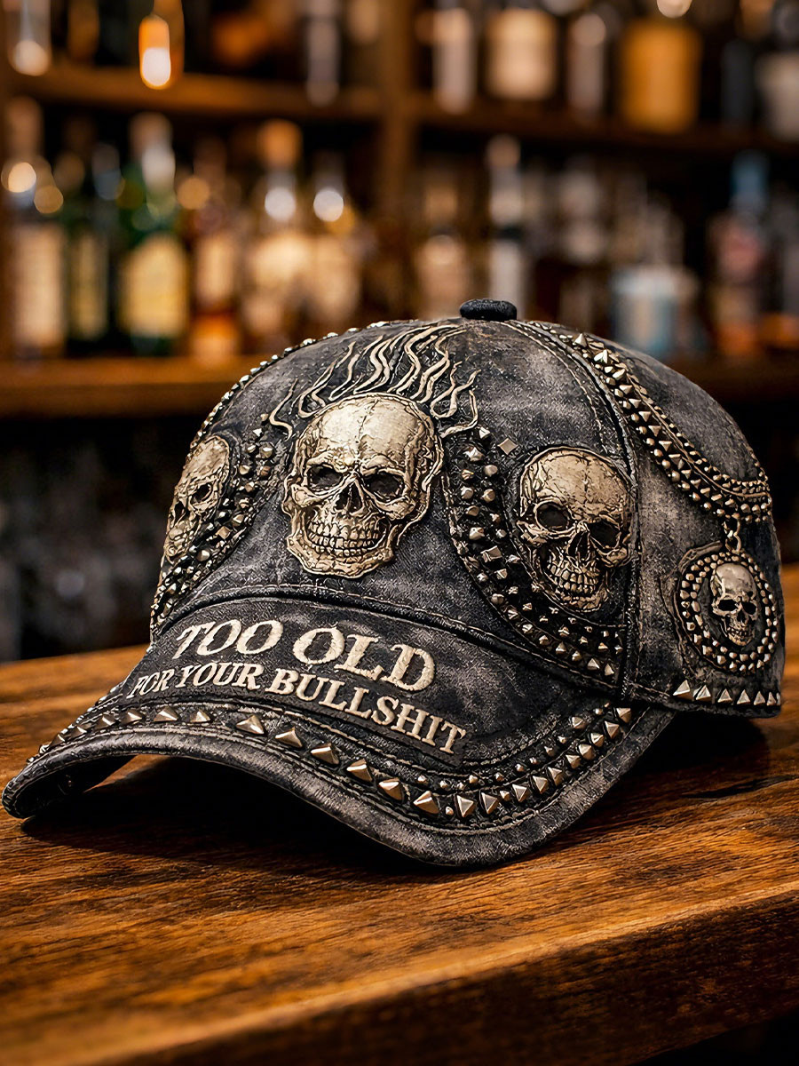 Too Old For Your Bullshit Baseball Cap Vintage Distressed Rock Style Hat Gift For Him