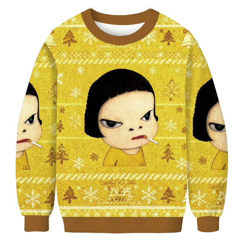 Too Young To Die Smoking Girl Christmas Ugly Sweatshirt Festive Xmas Winter Sweater Gift Ideas